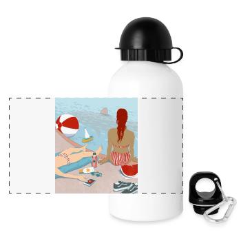 Summer - Panorama Trinkflasche mit Deckel 500 ml - Weiß - Vorne