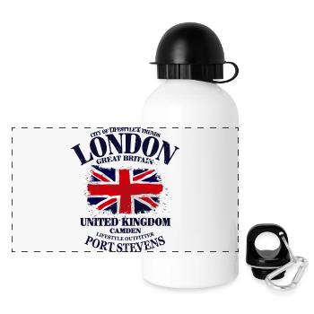 London - Union Jack Vintage Flag - Panorama Trinkflasche mit Deckel 500 ml - Weiß - Vorne