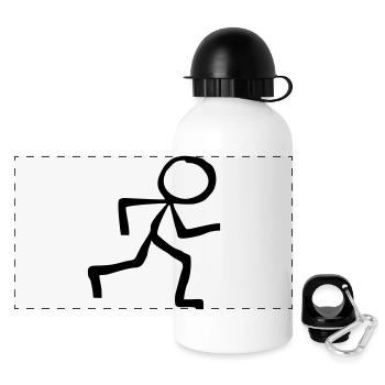 Strichmännchen Läufer läuft - Panorama Trinkflasche mit Deckel 500 ml - Weiß - Vorne