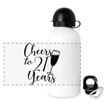 21st Birthday Women For Her Cheers To 21 Years Old - Panoramic Thermal Bottle with Lid 500 ml - white - Front