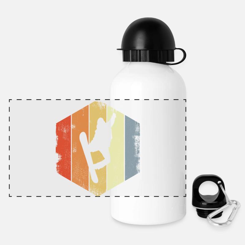 Vintage Snowboarder - Panoramic Thermal Bottle with Lid 500 ml - white