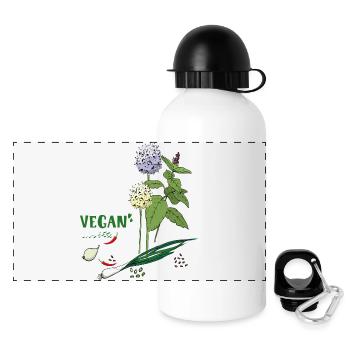 Vegan, Herbs - Panoramic Thermal Bottle with Lid 500 ml - white - Front