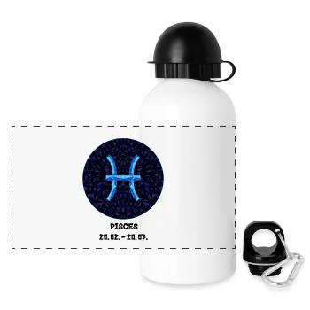 Pisces 20.02.-20.03. - Panorama Trinkflasche mit Deckel 500 ml - Weiß - Vorne