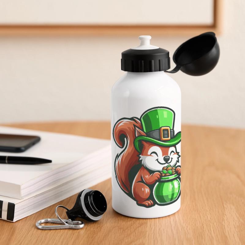 Conception de bande dessinée écureuil mignon de la Saint-Patrick Gourde panoramique avec couvercle 500 ml