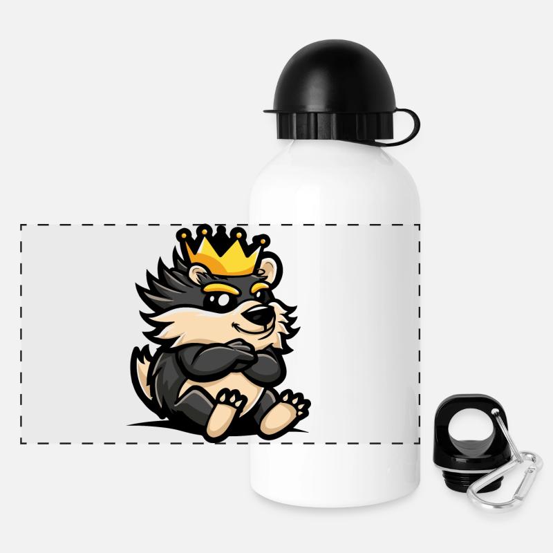 Hérisson Cartoon Couronne - Gourde panoramique avec couvercle 500 ml - blanc