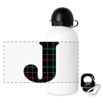 Monogrammed Scottish tartan j - Panoramic Thermal Bottle with Lid 500 ml - white - Front