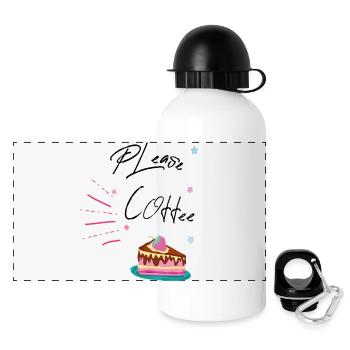 please coffee - Panorama Trinkflasche mit Deckel 500 ml - Weiß - Vorne