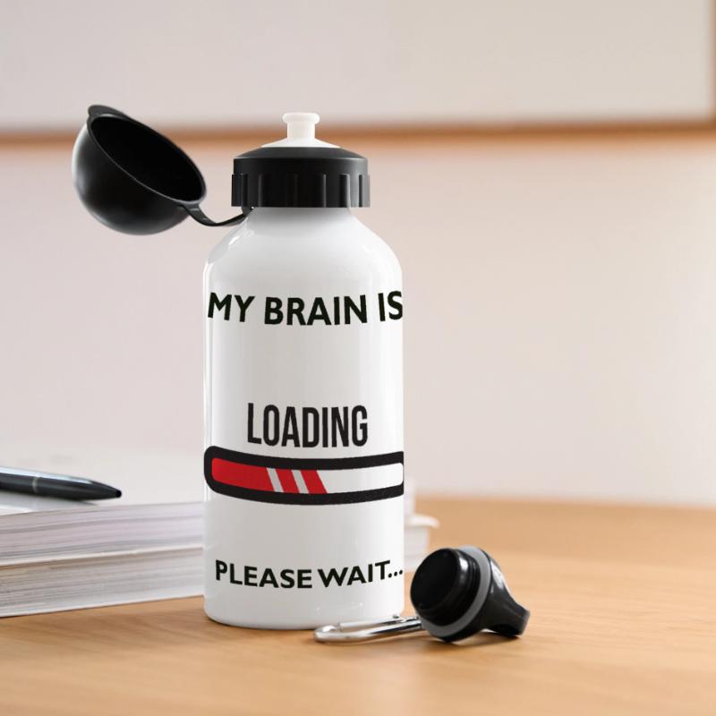 MY BRAIN IS LOADING PLEASE WAIT... Geschenk Panorama Trinkflasche mit Deckel 500 ml