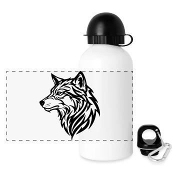 Wolf - tribal style - Panoramic Thermal Bottle with Lid 500 ml - white - Front