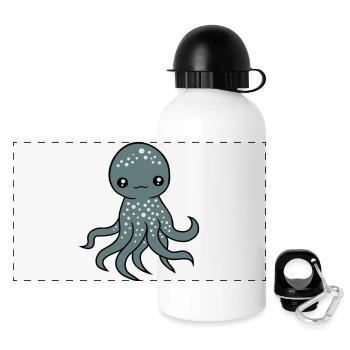 Oktopus Kraken Tintenfisch Kopffüßer süß niedlich - Panorama Trinkflasche mit Deckel 500 ml - Weiß - Vorne