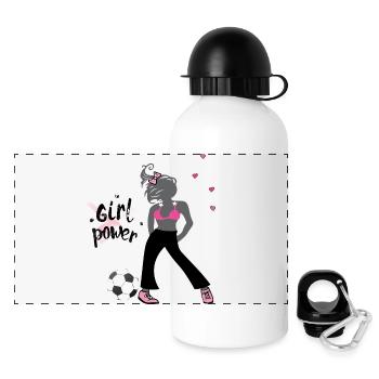 Girlpower Fußballevent - Panorama Trinkflasche mit Deckel 500 ml - Weiß - Vorne