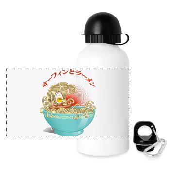 Surf et ramen - Gourde panoramique avec couvercle 500 ml - blanc - Devant