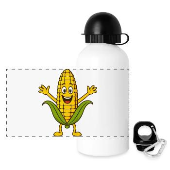 Playful Cartoon Corn Character - Panoramic Thermal Bottle with Lid 500 ml - white - Front