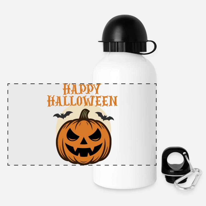 Happy Halloween Pumpkin with Bats - Panoramic Thermal Bottle with Lid 500 ml - white