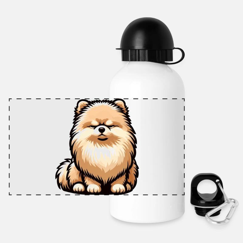 Poméranien Poméranien Spitz Chien Miniature Spitz Holder - Gourde panoramique avec couvercle 500 ml - blanc