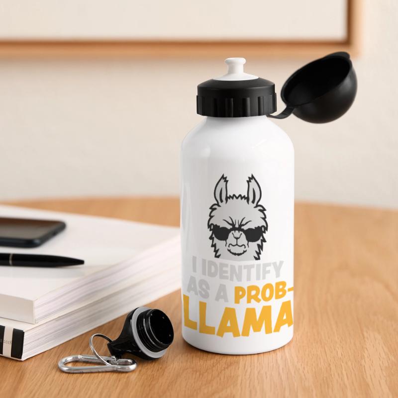 I Identify As A Probllama Cool Lama Problem Spruch Panorama Trinkflasche mit Deckel 500 ml