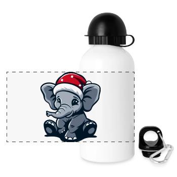 Noël des éléphants - Gourde panoramique avec couvercle 500 ml - blanc - Devant
