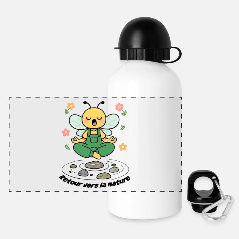 Bee Zen Back to Nature Meditation - Panoramic Thermal Bottle with Lid 500 ml - white