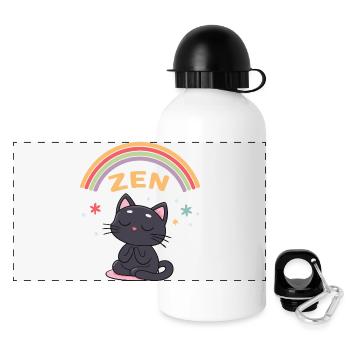 Zen Cat Rainbow Meditation - Panoramic Thermal Bottle with Lid 500 ml - white - Front