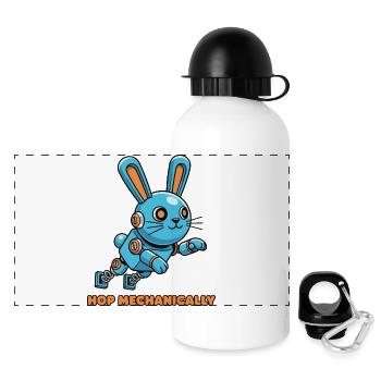 Lapin Saut Mécanique Bleu - Gourde panoramique avec couvercle 500 ml - blanc - Devant