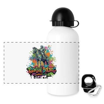 Genghis Khan – Rider of the Endless Steppe Wind - Panoramic Thermal Bottle with Lid 500 ml - white - Front