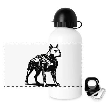 Cyborg Dog - Panorama Trinkflasche mit Deckel 500 ml - Weiß - Vorne