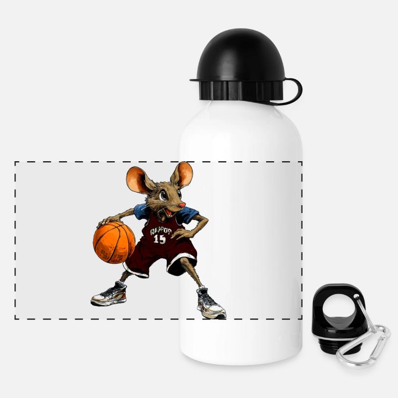 Mäuse Basketball - Panorama Trinkflasche mit Deckel 500 ml - Weiß