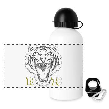 Roaring Tiger 1978 Retro - Panorama Trinkflasche mit Deckel 500 ml - Weiß - Vorne
