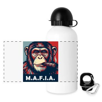 Pop Art Chimp with Cigar - Panoramic Thermal Bottle with Lid 500 ml - white - Front