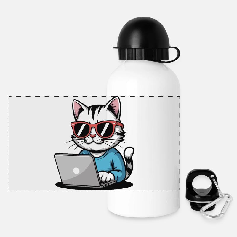 Cats_laptop - Panoramic Thermal Bottle with Lid 500 ml - white