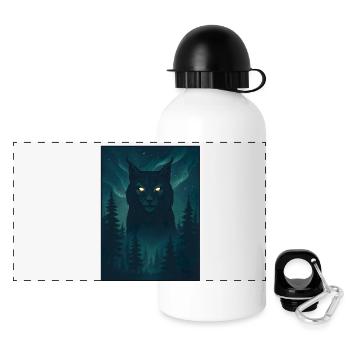 Nordwolf im Nordlicht - Panorama Trinkflasche mit Deckel 500 ml - Weiß - Vorne