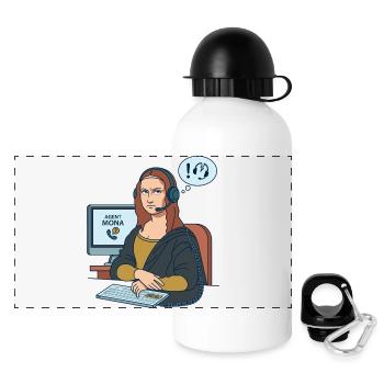 Mona Lisa Agent Humor Office Everyday - Panoramic Thermal Bottle with Lid 500 ml - white - Front