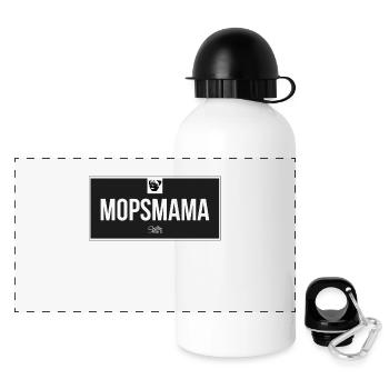 Mopsmama - Panorama Trinkflasche mit Deckel 500 ml - Weiß - Vorne