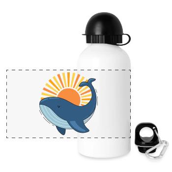 Wal und sonne - Panorama Trinkflasche mit Deckel 500 ml - Weiß - Vorne