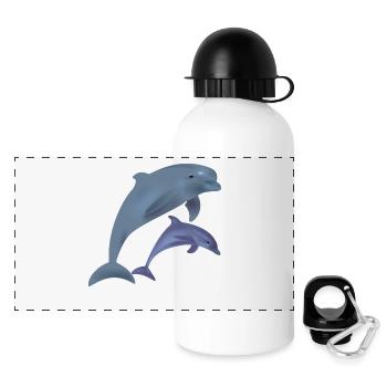 Dolphins - Panorama Trinkflasche mit Deckel 500 ml - Weiß - Vorne