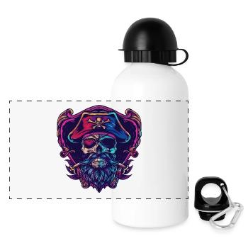 Squelette de pirate - Gourde panoramique avec couvercle 500 ml - blanc - Devant