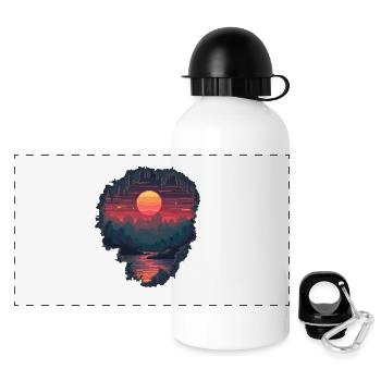 Trou dans un monde pixélisé - Gourde panoramique avec couvercle 500 ml - blanc - Devant