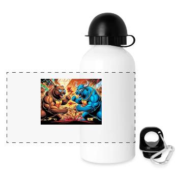 Bears and Bulls Market - Stock Exchange - Panoramic Thermal Bottle with Lid 500 ml - white - Front
