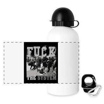 FUCK THE SYSTEM - Panorama Trinkflasche mit Deckel 500 ml - Weiß - Vorne
