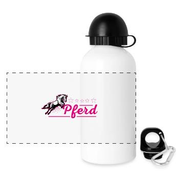 Pferd - lustig - Pony - Stall - Panorama Trinkflasche mit Deckel 500 ml - Weiß - Vorne