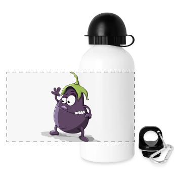 Aubergine - Panorama Trinkflasche mit Deckel 500 ml - Weiß - Vorne