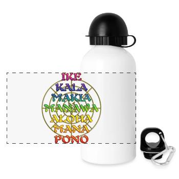 Die 7 Huna Prinzipien / Eye Of Kanaloa - Panorama Trinkflasche mit Deckel 500 ml - Weiß - Vorne