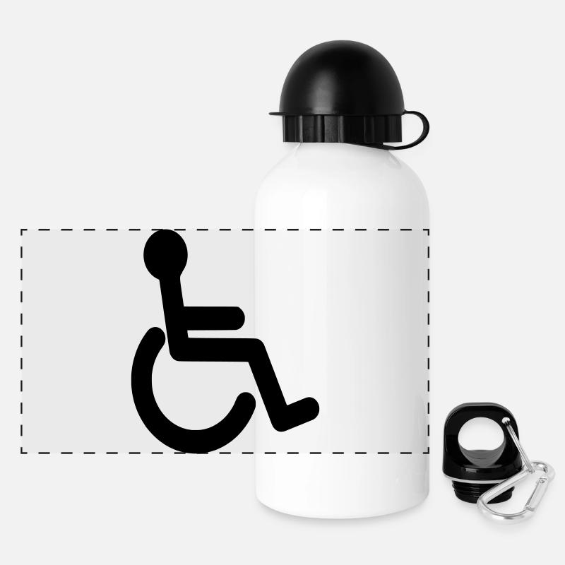 Grundlegendes Rollstuhlsymbol # - Panorama Trinkflasche mit Deckel 500 ml - Weiß