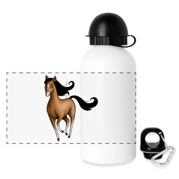 Braunes Pferd - Panorama Trinkflasche mit Deckel 500 ml - Weiß - Vorne