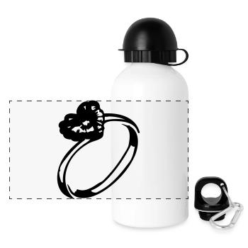 Heart diamond ring - Panoramic Thermal Bottle with Lid 500 ml - white - Front