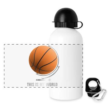 globe_world_sport_122013_basketball_b - Panorama Trinkflasche mit Deckel 500 ml - Weiß - Vorne
