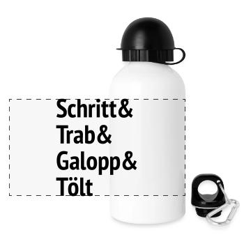 Schritt Trab Galopp and Tölt - Panoramic Thermal Bottle with Lid 500 ml - white - Front