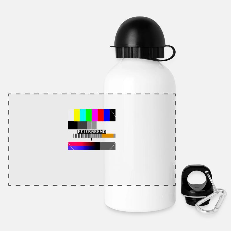 Testbild Feierabend 80er 90er Jahre Party Kostüm - Panorama Trinkflasche mit Deckel 500 ml - Weiß