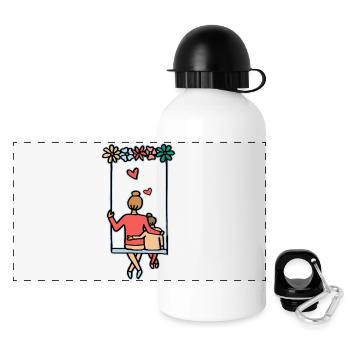 Amour et sécurité mère et fille - Gourde panoramique avec couvercle 500 ml - blanc - Devant