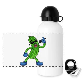Gurke singt lustige Illustration Gemüse Geschenk - Panorama Trinkflasche mit Deckel 500 ml - Weiß - Vorne